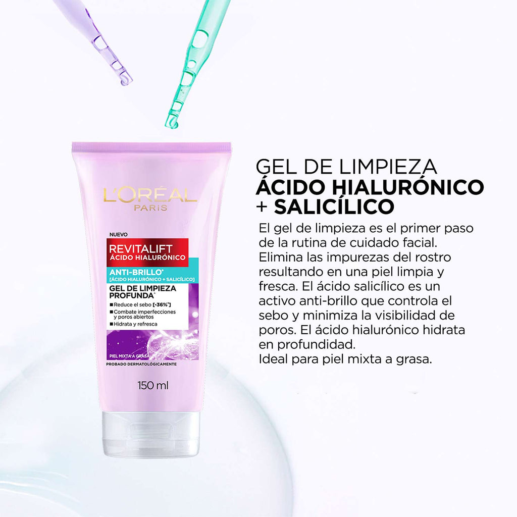Revitalift Hialuronico Gel de Limpieza Hidratante Anti Brillo