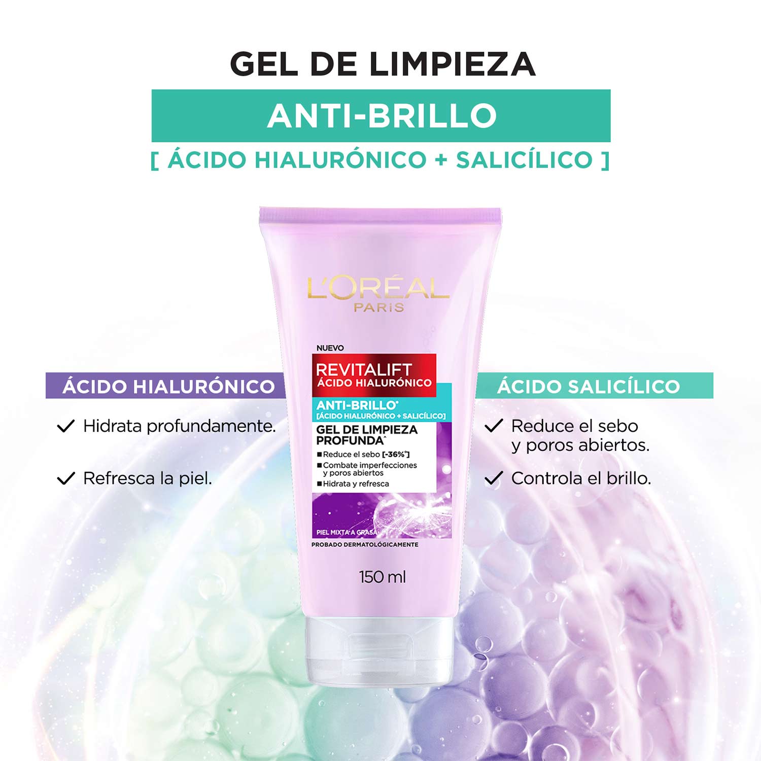 Revitalift Hialuronico Gel de Limpieza Hidratante Anti Brillo
