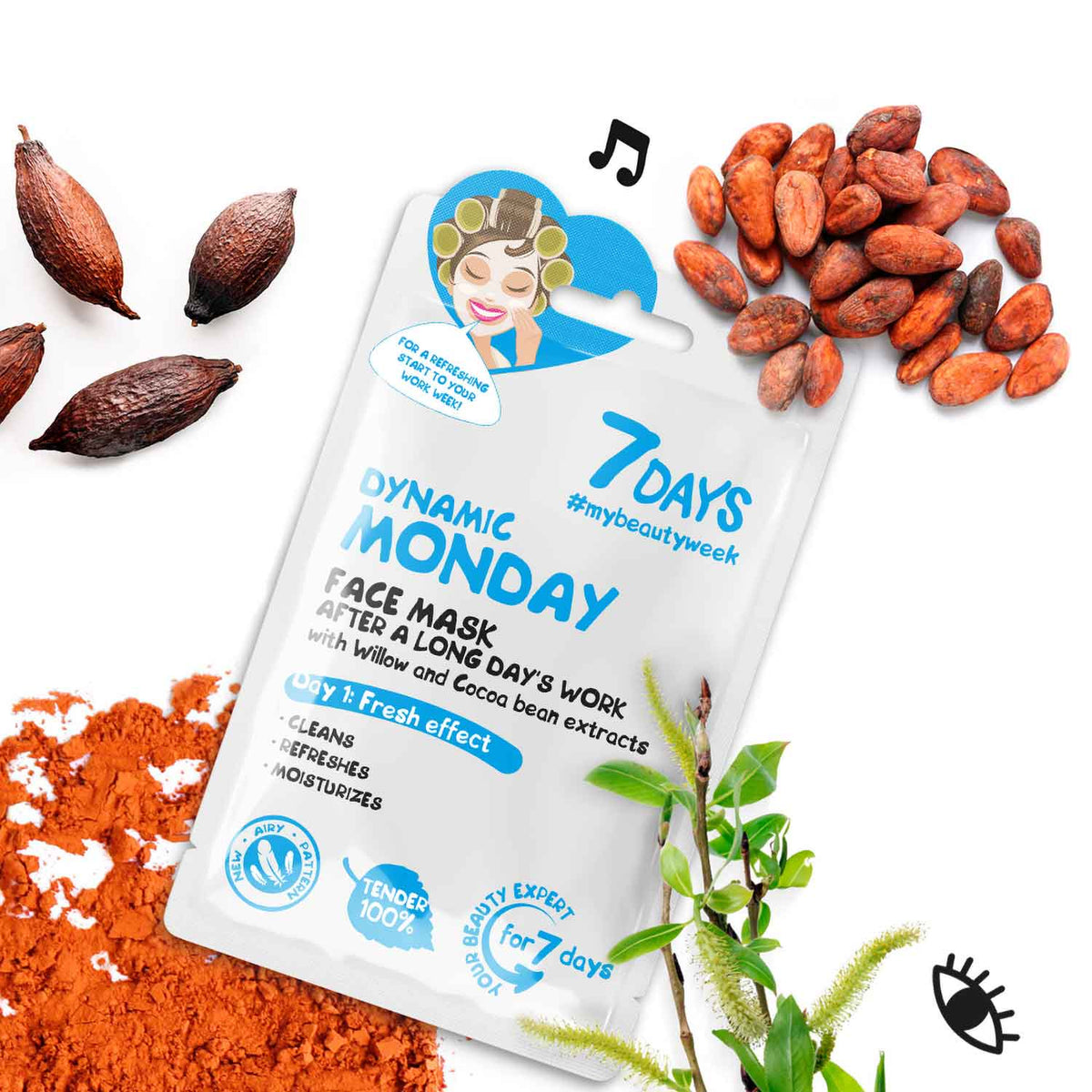 7DAYS Face Mask Dynamic Monday Willow & Cocoa Beans