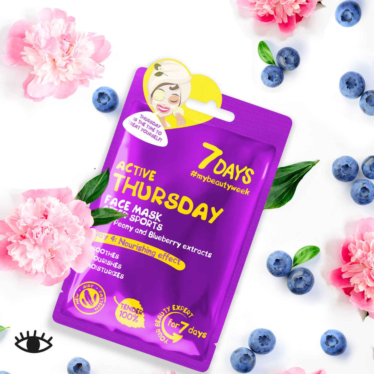 7DAYS Face Mask Active Thursday Peony & Blueberry