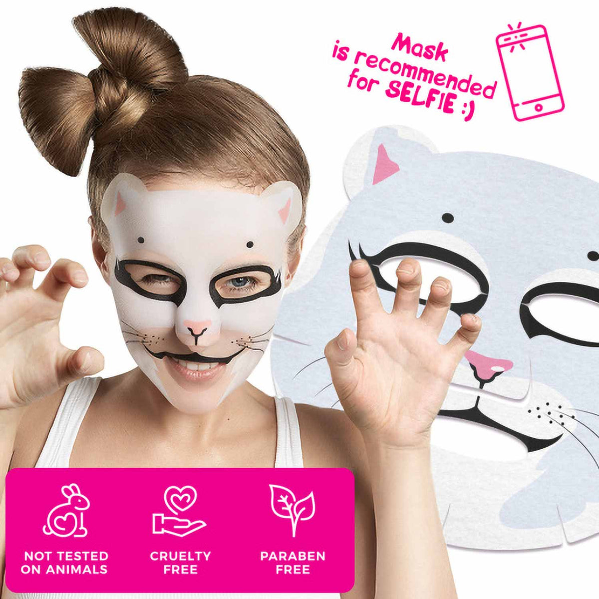 7DAYS Animal Mask Pretty Kitty Raspberry Juice & Lavender