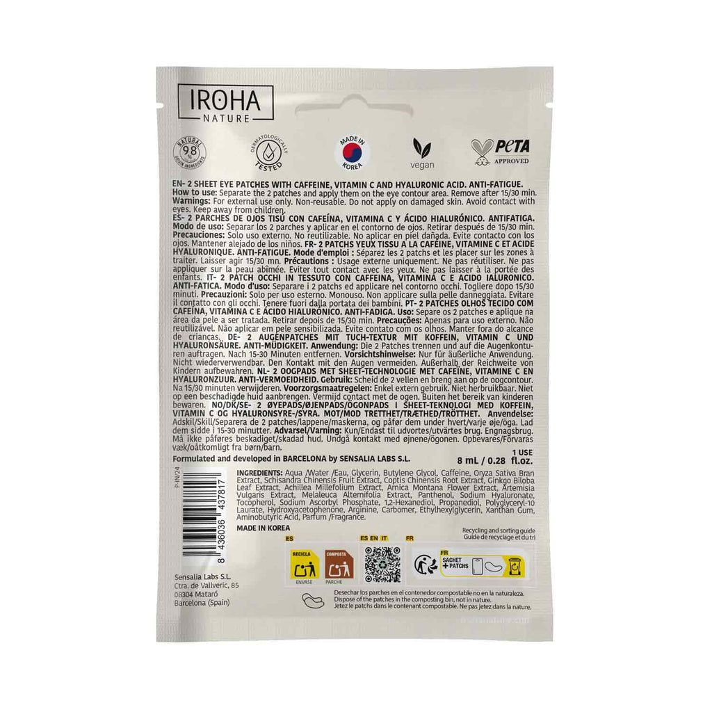 Parches de Ojos Antifatiga con Cafeína y Vitamina C (2 Uds)