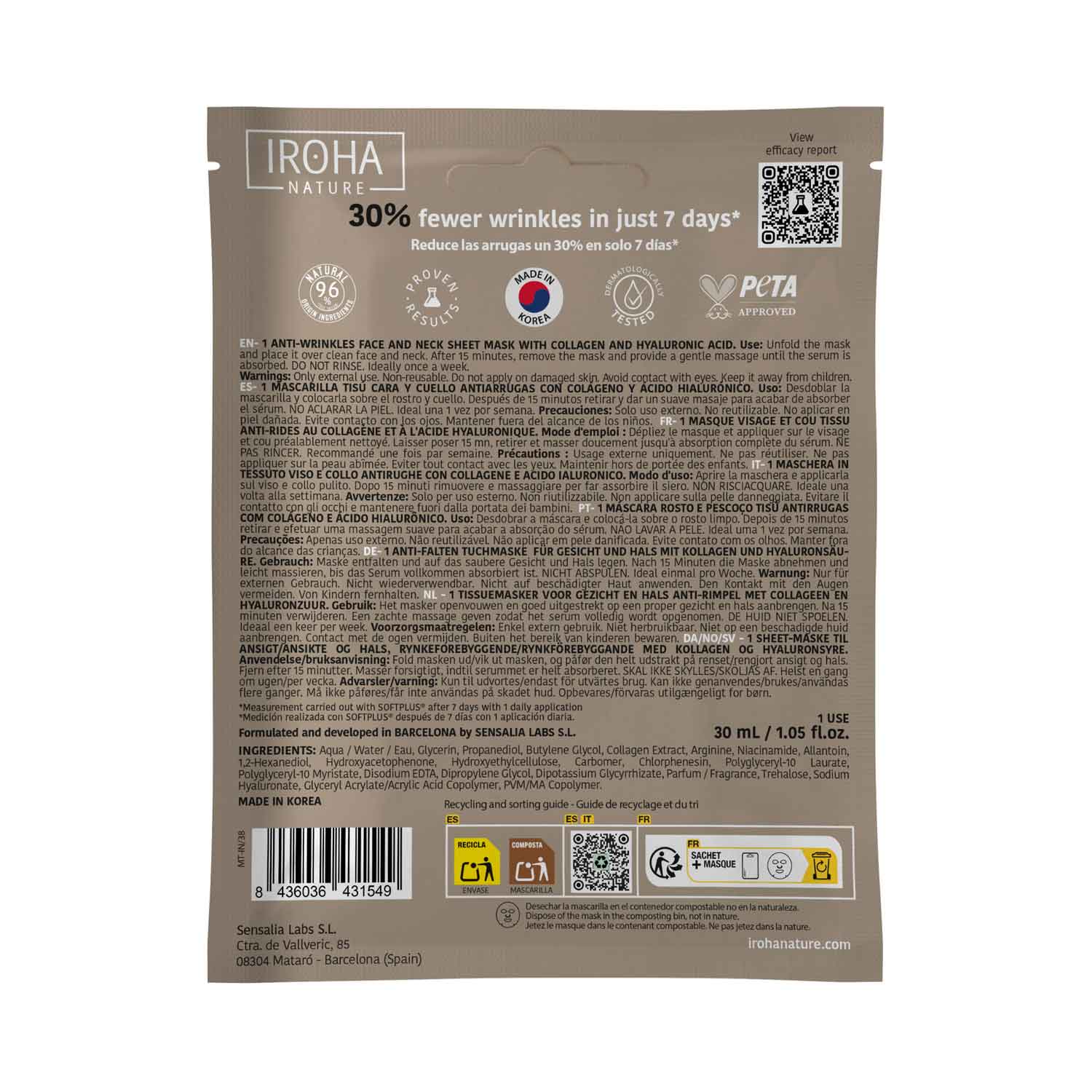 Mascarilla Antiarrugas Colágeno