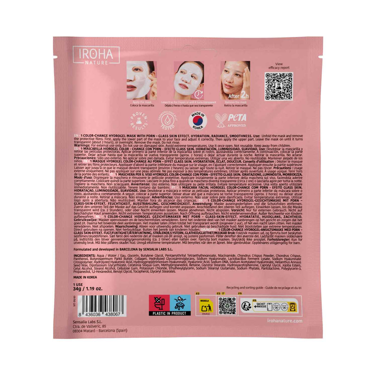 Iroha Nature Mascarilla Hidrogel Glass Skin con Pdrn