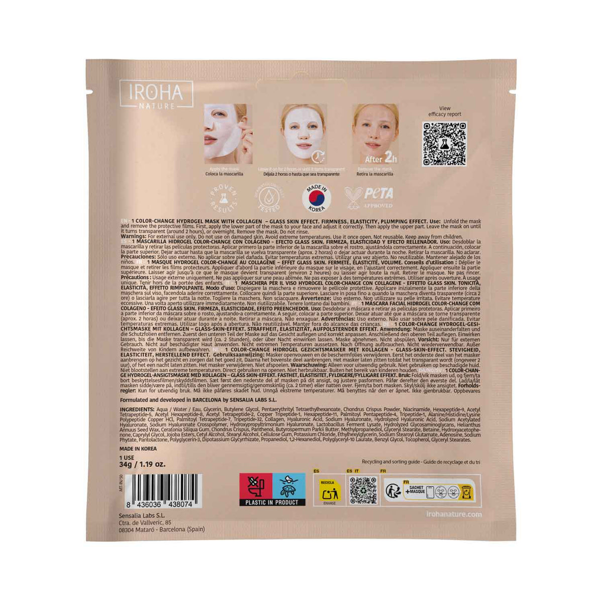 Iroha Nature Mascarilla Hidrogel Glass Skin con Colágeno