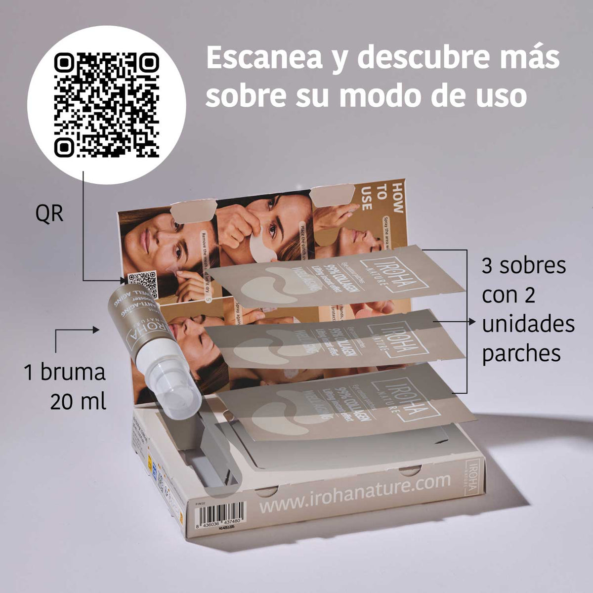 Parches Ojos 99% Colágeno (3 Pares + 1 Bruma).